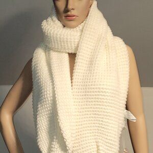 Indigo Solid Color Women Premium Winter Thick Twist Cable Knit Pom Pom Scarf